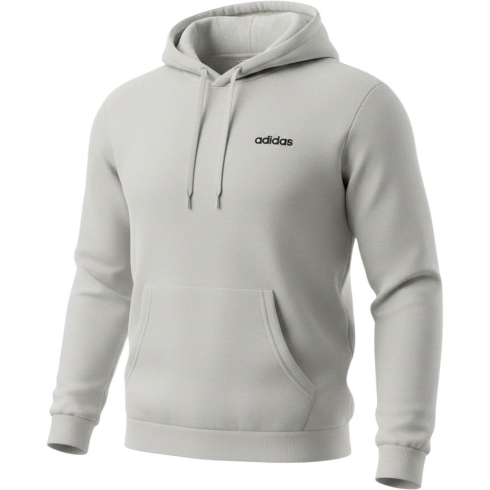 Adidas Essentials Fleece Hoodie Mens Medium Light Grey Linear Logo Pullover